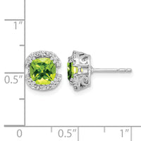 14k White Gold Cushion Peridot and Diamond Halo Earrings-EM7087-PE-010-WA