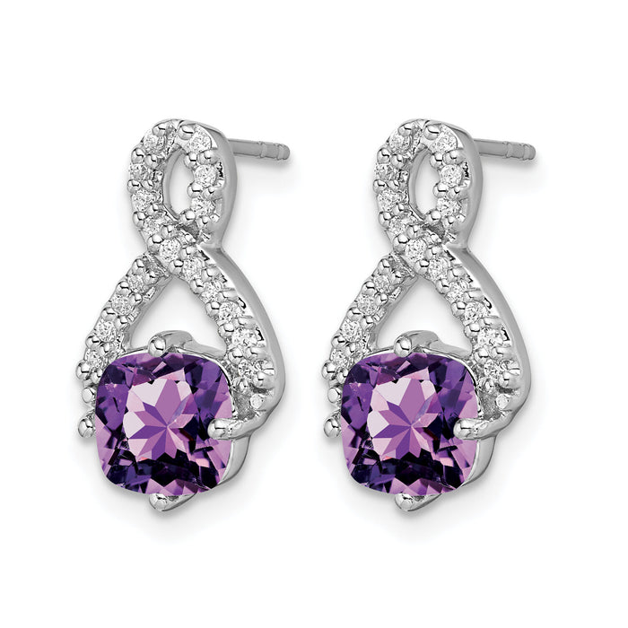 14k White Gold Amethyst and Diamond Earrings-EM7089-AM-017-WA