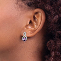14k White Gold Amethyst and Diamond Earrings-EM7089-AM-017-WA
