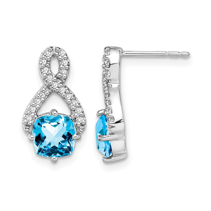 14k White Gold Blue Topaz and Diamond Earrings-EM7089-BT-017-WA