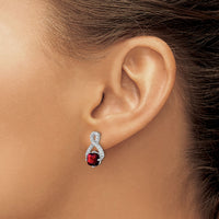 14k White Gold Garnet and Diamond Earrings-EM7089-GA-017-WA