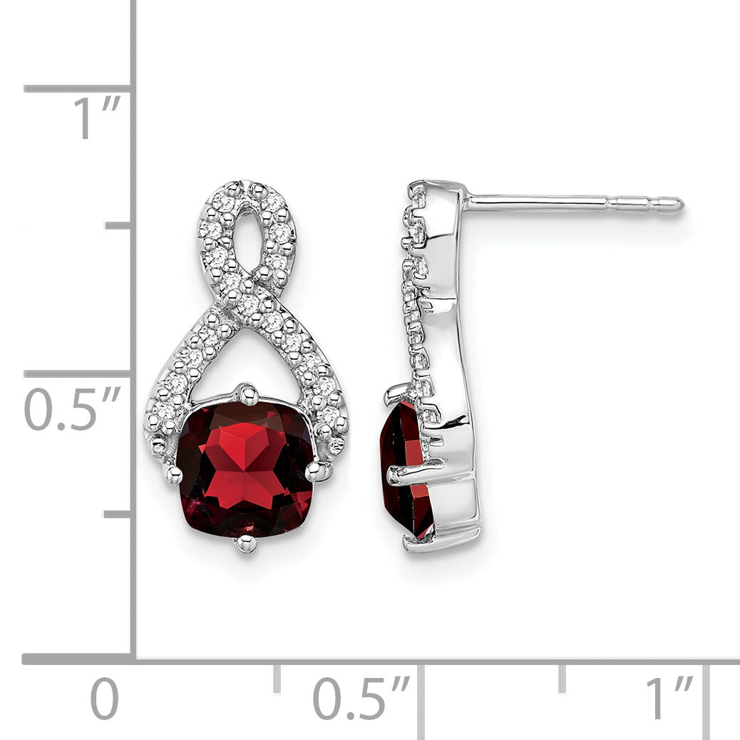 14k White Gold Garnet and Diamond Earrings-EM7089-GA-017-WA