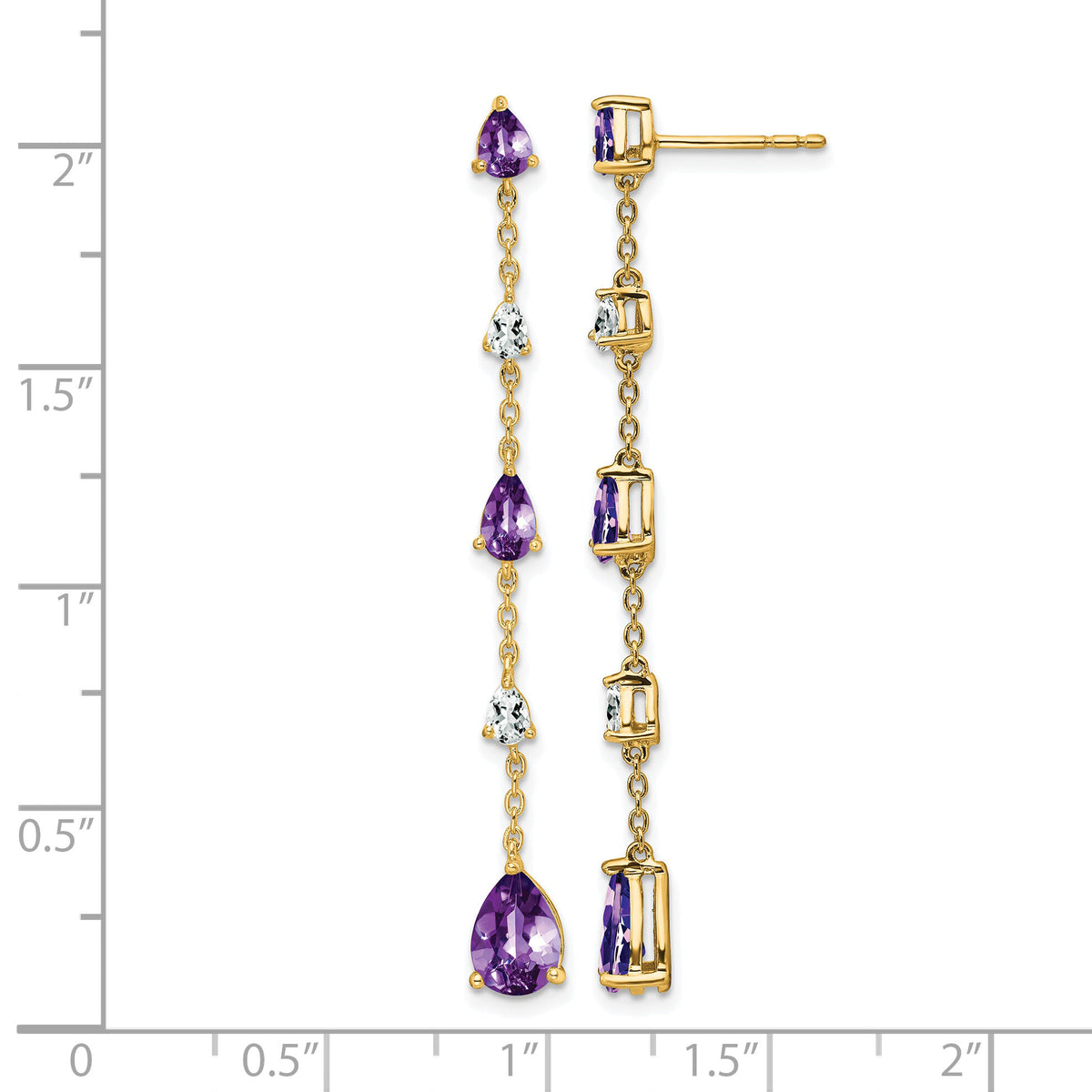 14k Amethyst and White Topaz Dangle Earrings-EM7090-AM-YA
