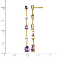 14k Amethyst and White Topaz Dangle Earrings-EM7090-AM-YA
