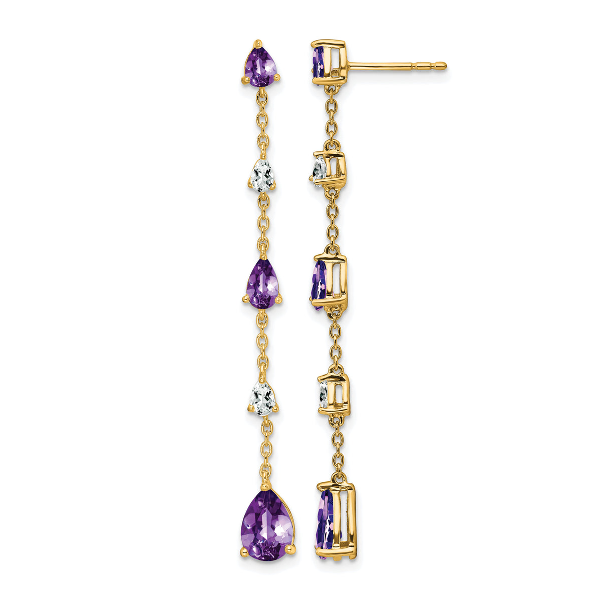 14k Amethyst and White Topaz Dangle Earrings-EM7090-AM-YA