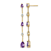 14k Amethyst and White Topaz Dangle Earrings-EM7090-AM-YA