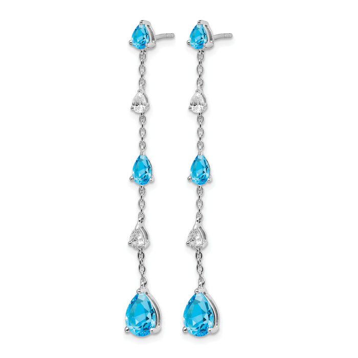 14k White Gold Blue Topaz and White Topaz Dangle Earrings-EM7090-BT-WA