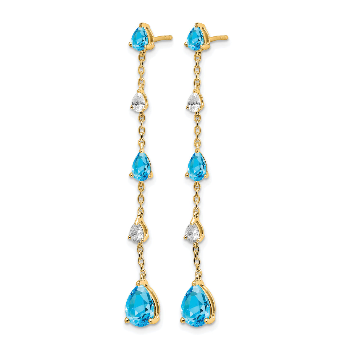 14k Blue Topaz and White Topaz Dangle Earrings-EM7090-BT-YA