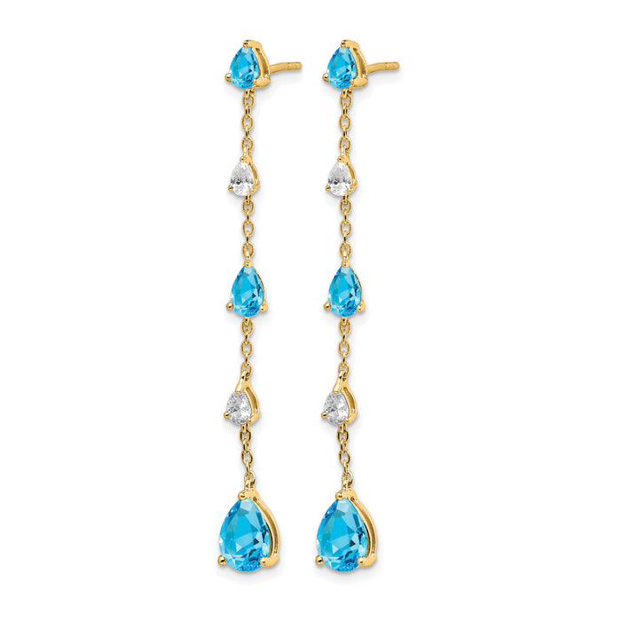 14k Blue Topaz and White Topaz Dangle Earrings-EM7090-BT-YA