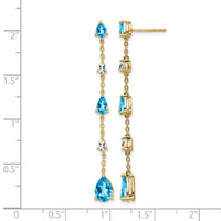 14k Blue Topaz and White Topaz Dangle Earrings-EM7090-BT-YA
