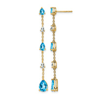 14k Blue Topaz and White Topaz Dangle Earrings-EM7090-BT-YA
