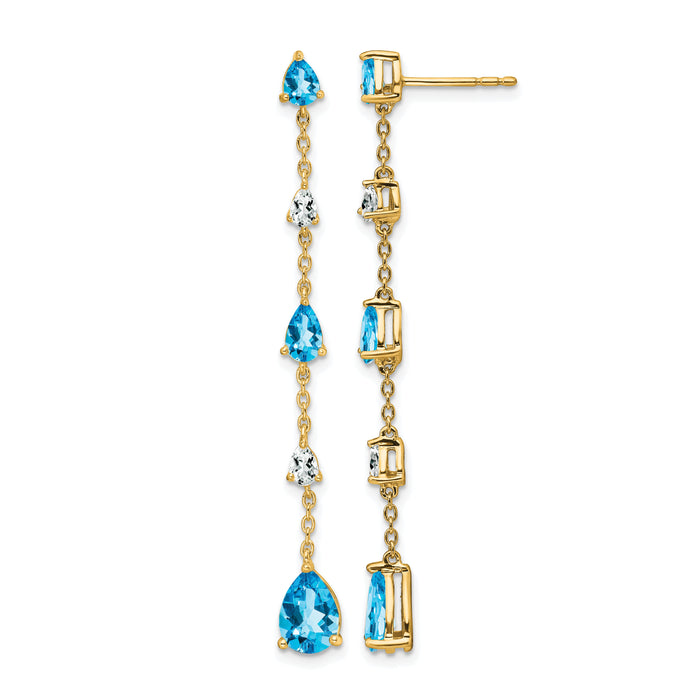 14k Blue Topaz and White Topaz Dangle Earrings-EM7090-BT-YA