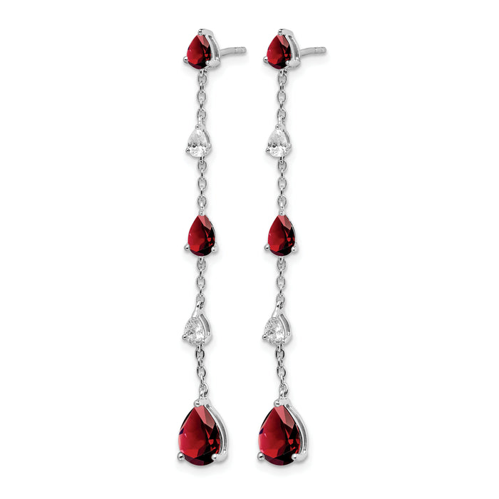14k White Gold Garnet and White Topaz Dangle Earrings-EM7090-GA-WA