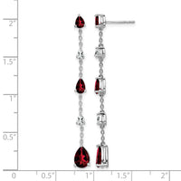 14k White Gold Garnet and White Topaz Dangle Earrings-EM7090-GA-WA