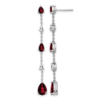 14k White Gold Garnet and White Topaz Dangle Earrings-EM7090-GA-WA