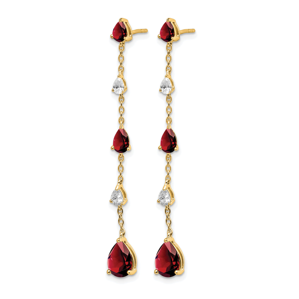 14k Garnet and White Topaz Dangle Earrings-EM7090-GA-YA
