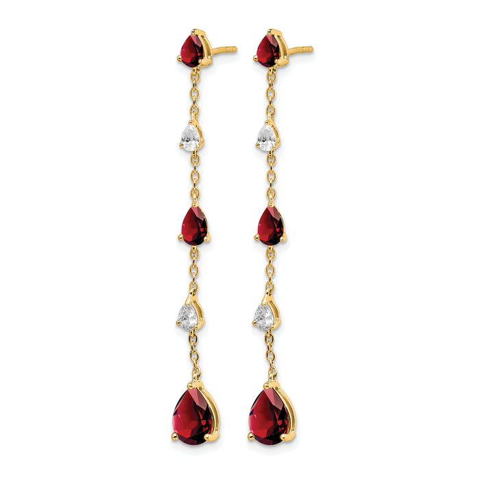 14k Garnet and White Topaz Dangle Earrings-EM7090-GA-YA