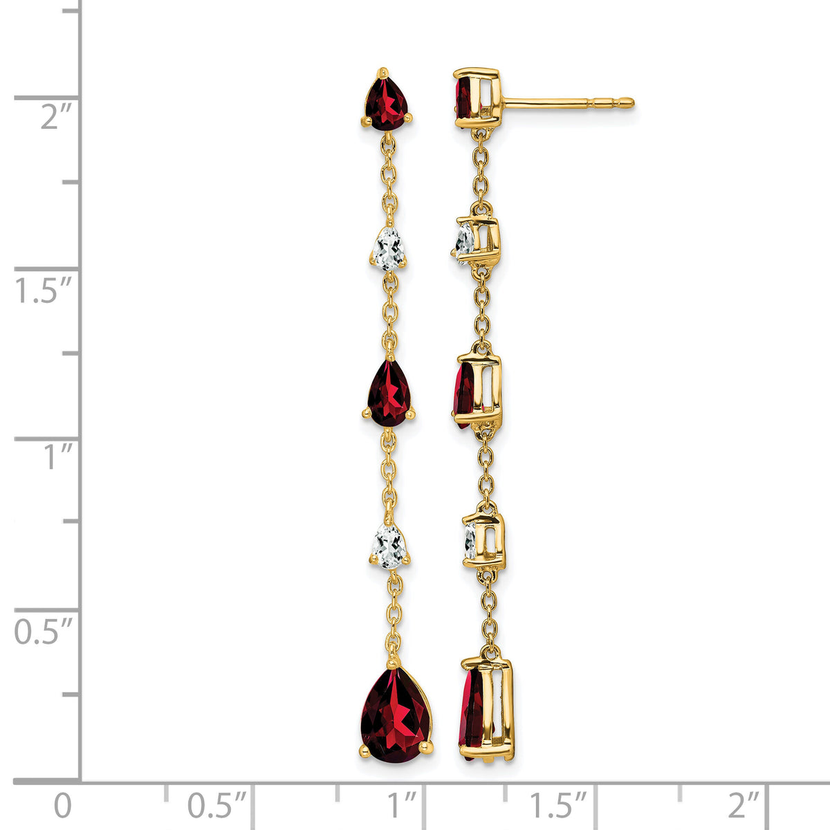 14k Garnet and White Topaz Dangle Earrings-EM7090-GA-YA