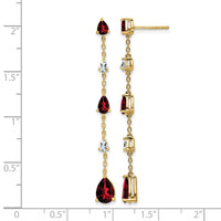 14k Garnet and White Topaz Dangle Earrings-EM7090-GA-YA