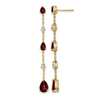 14k Garnet and White Topaz Dangle Earrings-EM7090-GA-YA