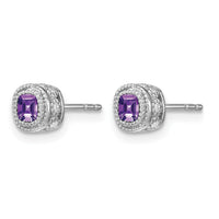 14k White Gold Cushion Amethyst and Diamond Earrings-EM7092-AM-019-WA