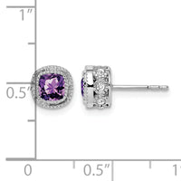 14k White Gold Cushion Amethyst and Diamond Earrings-EM7092-AM-019-WA