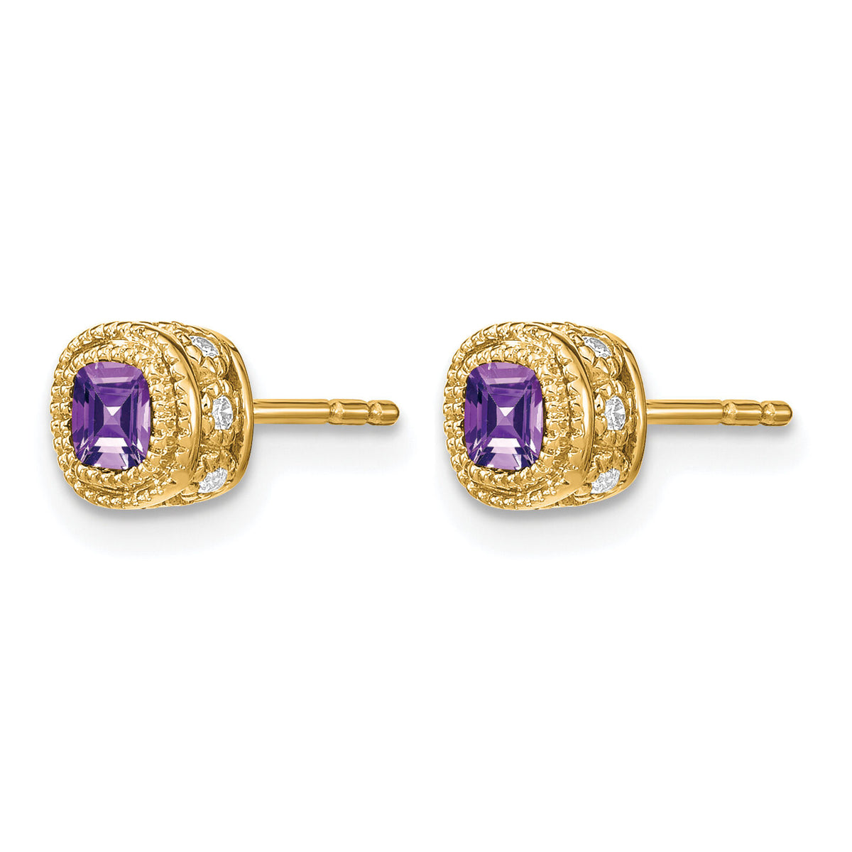14k Cushion Amethyst and Diamond Earrings-EM7092-AM-019-YA