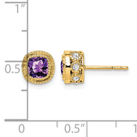 14k Cushion Amethyst and Diamond Earrings-EM7092-AM-019-YA