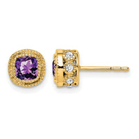 14k Cushion Amethyst and Diamond Earrings-EM7092-AM-019-YA