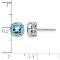 14k White Gold Cushion Blue Topaz and Diamond Earrings-EM7092-BT-019-WA