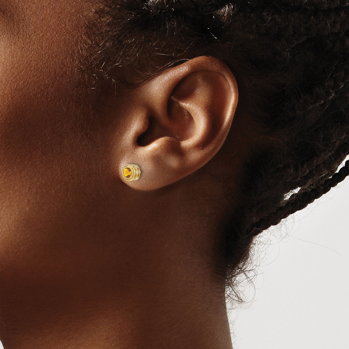 14k Cushion Citrine and Diamond Earrings-EM7092-CI-019-YA