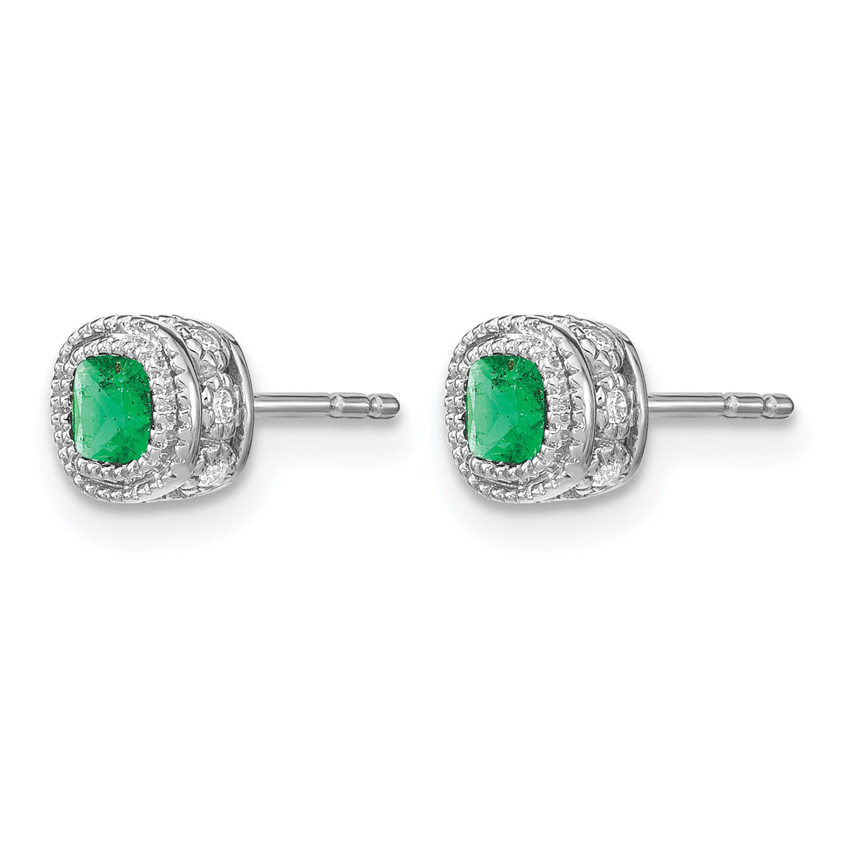 14k White Gold Emerald and Diamond Earrings-EM7092-EM-010-WA