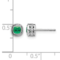 14k White Gold Emerald and Diamond Earrings-EM7092-EM-010-WA