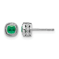 14k White Gold Emerald and Diamond Earrings-EM7092-EM-010-WA