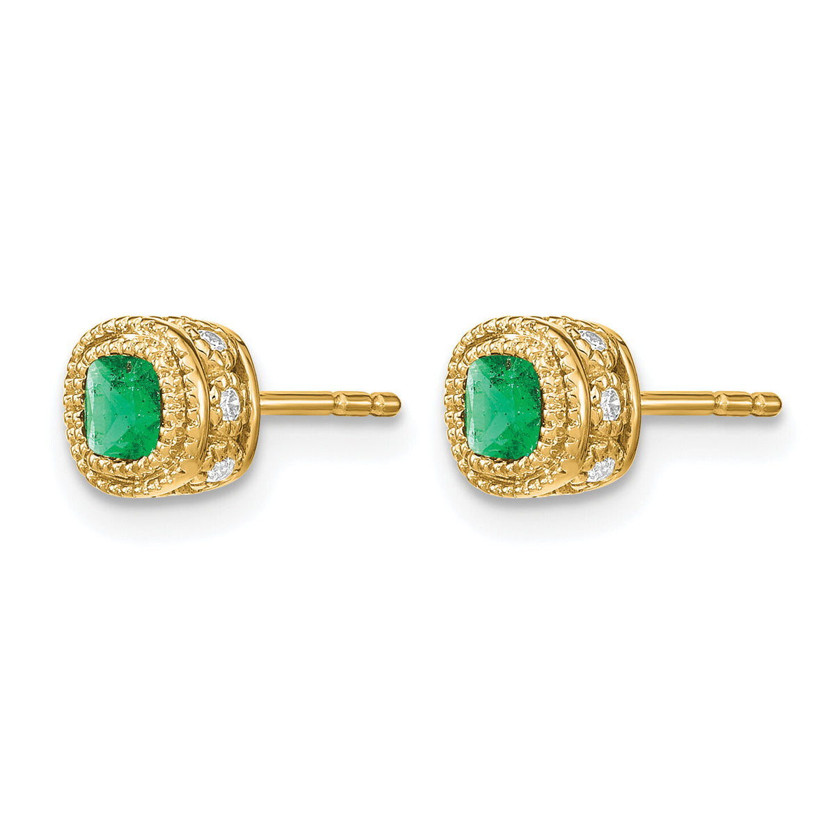 14k Emerald and Diamond Earrings-EM7092-EM-010-YA