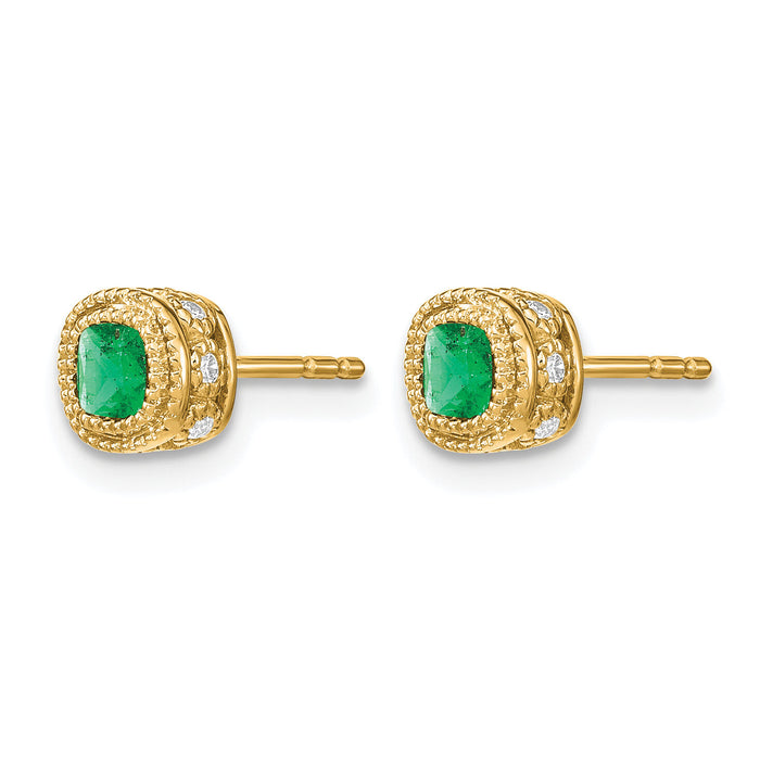 14k Emerald and Diamond Earrings-EM7092-EM-010-YA