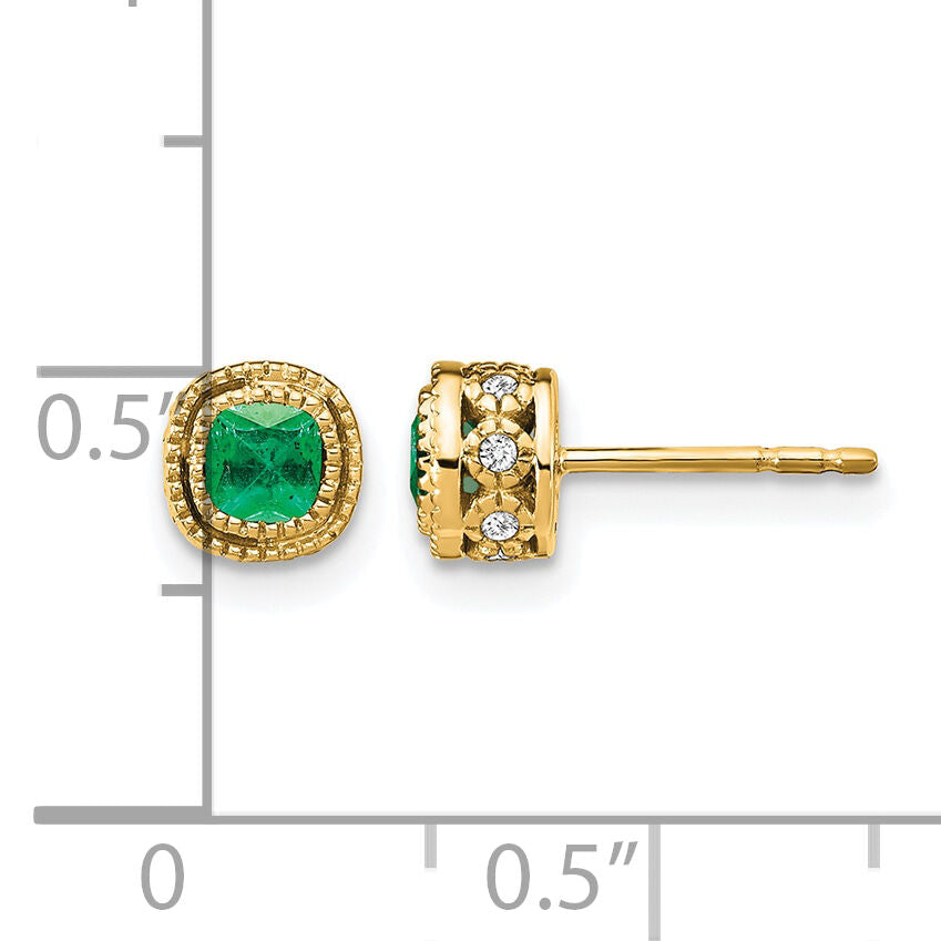 14k Emerald and Diamond Earrings-EM7092-EM-010-YA