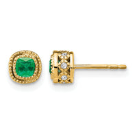 14k Emerald and Diamond Earrings-EM7092-EM-010-YA