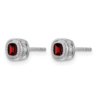 14k White Gold Cushion Garnet and Diamond Earrings-EM7092-GA-019-WA