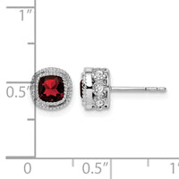 14k White Gold Cushion Garnet and Diamond Earrings-EM7092-GA-019-WA