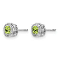 14k White Gold Cushion Peridot and Diamond Earrings-EM7092-PE-019-WA