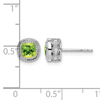 14k White Gold Cushion Peridot and Diamond Earrings-EM7092-PE-019-WA