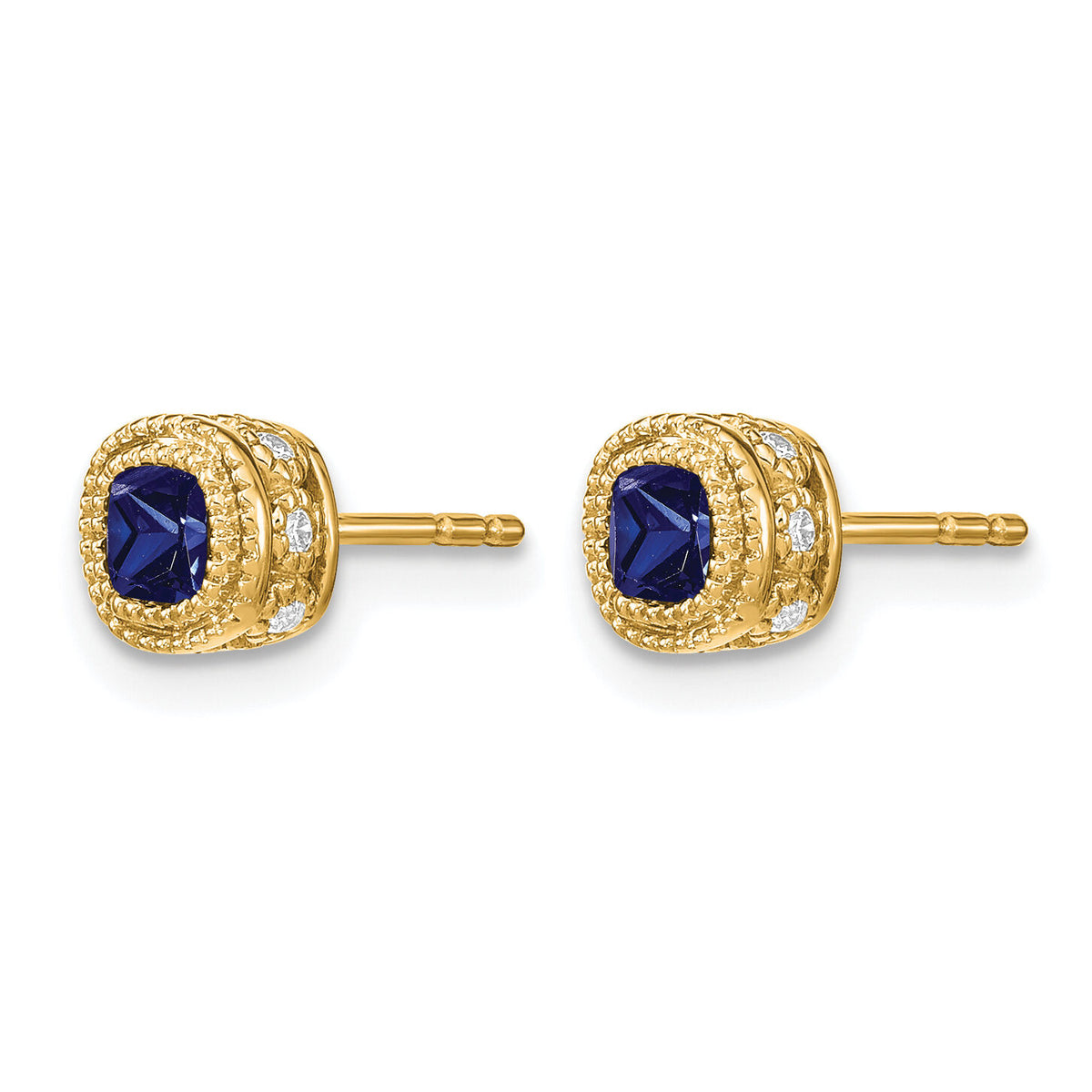 14k Cushion Sapphire and Diamond Earrings-EM7092-SA-010-YA