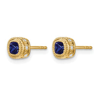 14k Cushion Sapphire and Diamond Earrings-EM7092-SA-010-YA