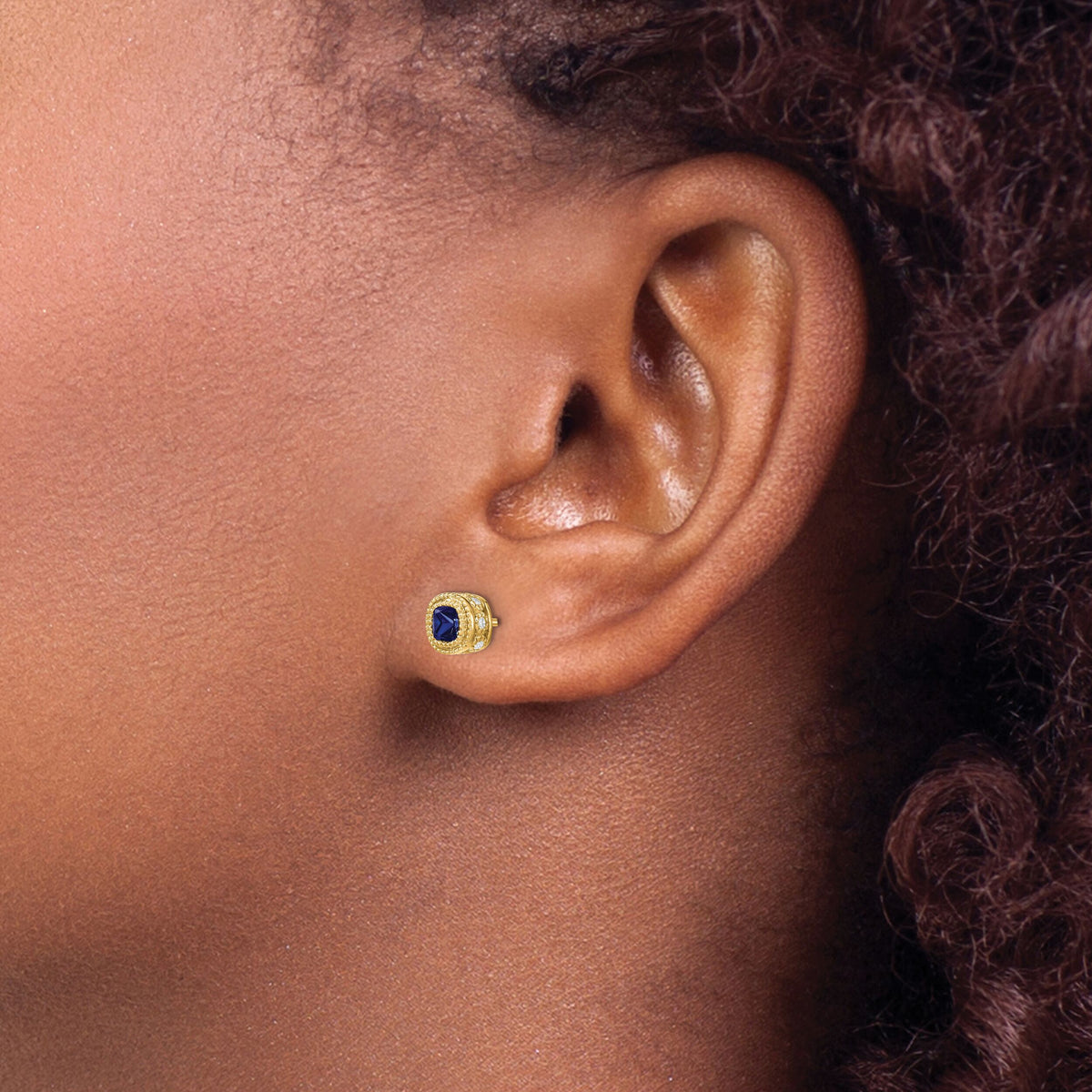 14k Cushion Sapphire and Diamond Earrings-EM7092-SA-010-YA