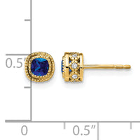 14k Cushion Sapphire and Diamond Earrings-EM7092-SA-010-YA