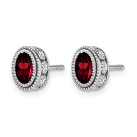 14k White Gold Oval Garnet and Diamond Earrings-EM7093-GA-019-WA