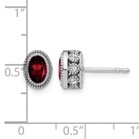 14k White Gold Oval Garnet and Diamond Earrings-EM7093-GA-019-WA