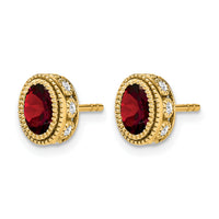 14k Oval Garnet and Diamond Earrings-EM7093-GA-019-YA