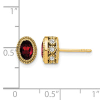 14k Oval Garnet and Diamond Earrings-EM7093-GA-019-YA
